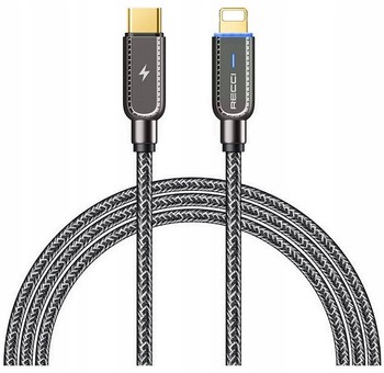 PODŚWIETLANY KABEL LIGHTNING USB-C 20W 1M W OPLOCIE MOCNY LED RECCI