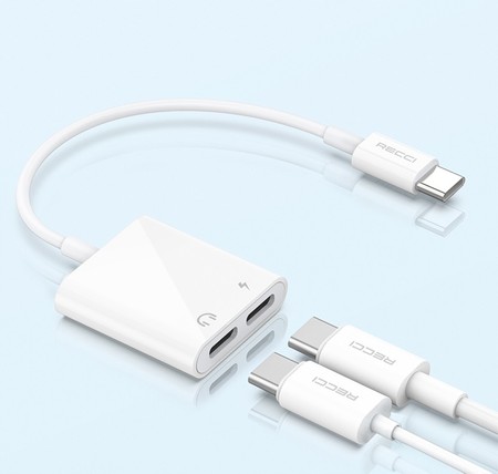 PRZEJŚCIÓWKA ADAPTER USB-C 2X USB C DO SŁUCHAWEK RECCI