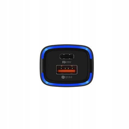 ŁADOWARKA SAMOCHODOWA LED USB i USB-C 20W PD QC 3.0 3A DO ZAPALNICZKI RECCI