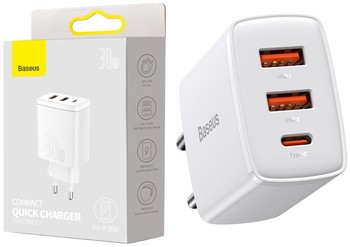 BASEUS ŁADOWARKA SIECIOWA 2x USB i C DO QC 3.0 30W