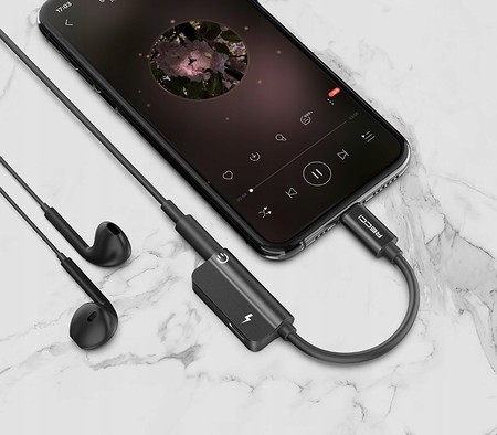 PRZEJŚCIÓWKA ADAPTER 3,5MM AUDIO SŁUCHAWEK AUX + LIGHTNING DO IPHONE RECCI