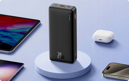 BASEUS POWER BANK Z SZYBKIM ŁADOWANIEM 20000MAH 20W USB-C USB-A Z KABLEM