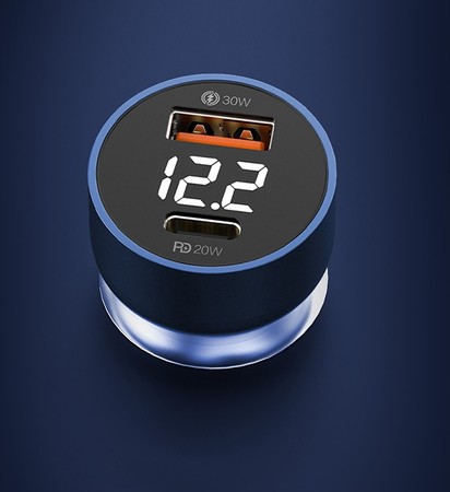 SUPER SZYBKA ŁADOWARKA SAMOCHODOWA LED USB-C TYP C i USB QC3.0 50W RECCI