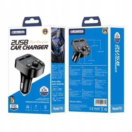 JELLICO TRANSMITER BLUETOOTH FM ŁADOWARKA 2xUSB