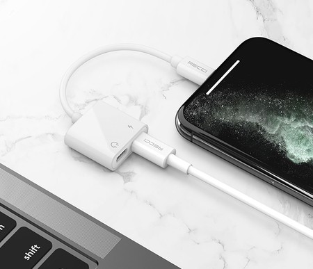 PRZEJŚCIÓWKA ADAPTER SŁUCHAWEK DO IPHONE 2X LIGHTNING RECCI
