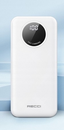 SZYBKI POWERBANK 10000MAH 2.1A Z EKRANEM LED Z KABLAMI 3W1 RECCI