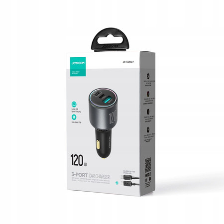 ŁADOWARKA SAMOCHODOWA Z KABLEM 120W 5A PD QC 3.0 USB-A 2x USB-C JOYROOM