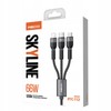 MOCNY SZYBKI KABEL 3w1 LIGHTNING TYP-C MICRO USB 6A 120cm 66W SZNUREK RECCI