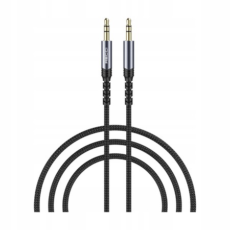 POZŁACANY MOCNY KABEL AUX MINI JACK 3,5MM AUDIO NYLON 1.2 M RECCI