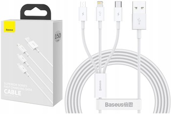 SZYBKI KABEL 3W1 BASEUS LIGHTNING MICRO USB C 1,5M