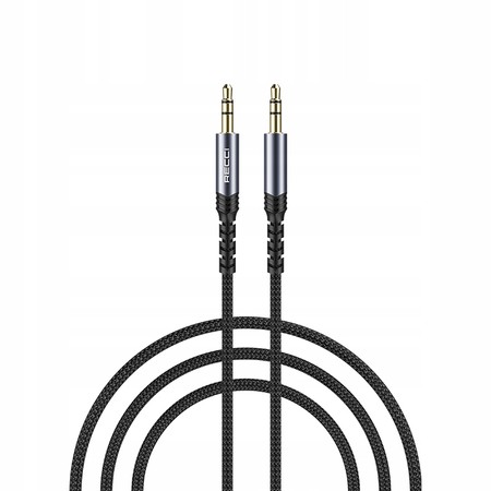 POZŁACANY MOCNY KABEL AUX MINI JACK 3,5MM AUDIO NYLON 1.2 M RECCI