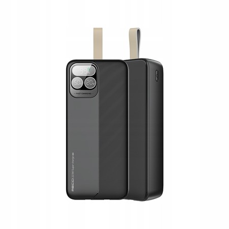 SZYBKI POWERBANK 30000MAH 22,5W 3A PD Z WBUDOWANYMI KABLAMI Z EKRANEM RECCI
