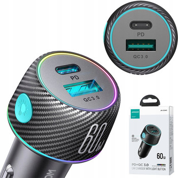 ŁADOWARKA SAMOCHODOWA SZYBKIE ŁADOWANIE 60W USB-C USB-A TYP C JOYROOM