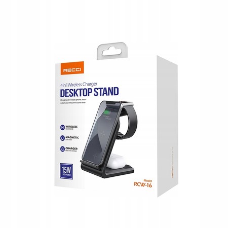 SZYBKA ŁADOWARKA BEZPRZEWODOWA 15W DO IPHONE / AIRPODS / WATCH 15W RECCI