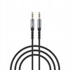 POZŁACANY MOCNY KABEL AUX MINI JACK 3,5MM AUDIO NYLON 1.2 M RECCI