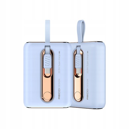 SZYBKI POWERBANK 9000MAH 22,5W 3A PD WBUDOWANE KABLE USB-C DO LIGHTNING IP
