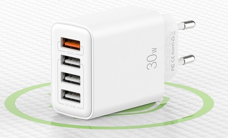 SZYBKA ŁADOWARKA SIECIOWA 4x USB QUICK CHARGE 3.0 18W RECCI