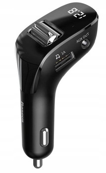 BASEUS ŁADOWARKA TRANSMITER FM Bluetooth 5.0 2xUSB