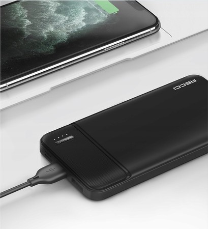 SZYBKI POWERBANK 10000MAH MOCNY SZYBKIE ŁADOWANIE 2,1A USB C + KABEL RECCI