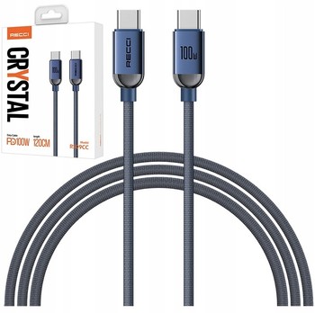 PRZEWÓD KABEL USB-C USB TYP C 1,2M SZYBKIE ŁADOWANIE 100W QC 4.0 PD RECCI