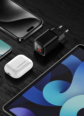 SZYBKA ŁADOWARKA SIECIOWA 30W USB i USB-C PD QC 3.0 WYŚWIETLACZ LED RECCI