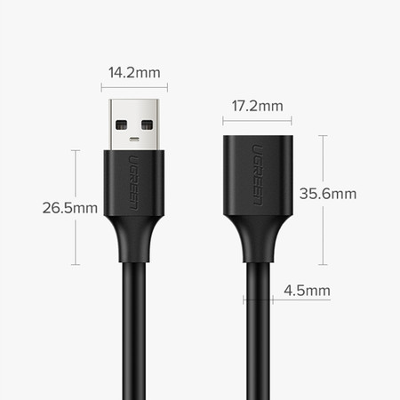 UGREEN KABEL PRZEDŁUŻACZ USB-A USB MĘSKI - ŻEŃSKI 480Mb/s 3M MOCNY