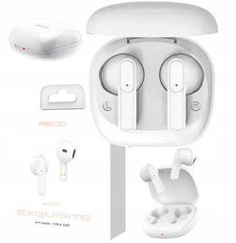 SŁUCHAWKI DOUSZNE BEZPRZEWODOWE BLUETOOTH 5.0 HI-FI TWS + KABEL USB C RECCI