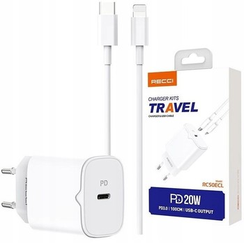 SZYBKA ŁADOWARKA SIECIOWA USB C 20W PD QC 3.0 + KABEL LIGHTNING DO IPHONE