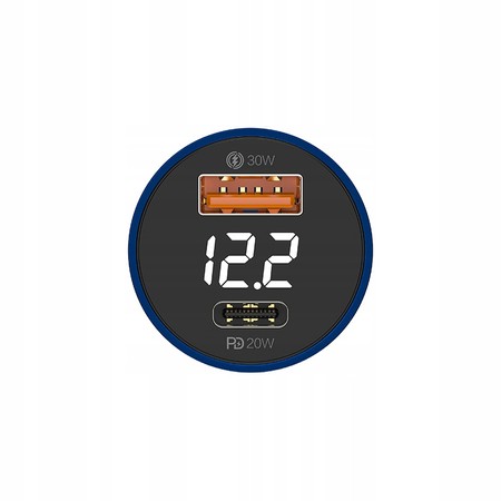 SUPER SZYBKA ŁADOWARKA SAMOCHODOWA LED USB-C TYP C i USB QC3.0 50W RECCI