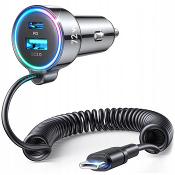 SZYBKA ŁADOWARKA SAMOCHODOWA USB USB-C 72W QC PD 3.0 + kabel USB-C JOYROOM