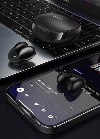 SŁUCHAWKI DOUSZNE BEZPRZEWODOWE BLUETOOTH 5.3 + KABEL POWERBANK TWS RECCI