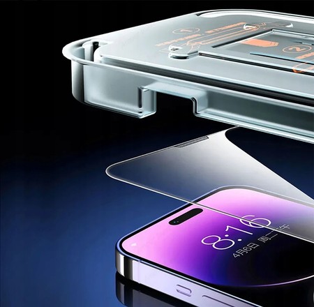 SZKŁO HARTOWANE PEŁNE do iPhone 17 PRO Z RAMKĄ DO MONTAŻU APLIKATOR