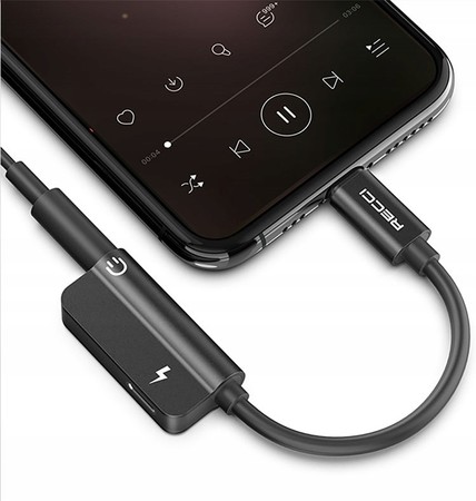 PRZEJŚCIÓWKA ADAPTER 3,5MM AUDIO SŁUCHAWEK AUX + LIGHTNING DO IPHONE RECCI