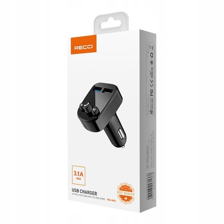 TRANSMITER BLUETOOTH AUDIO FM MP3 BT ŁADOWARKA 2X USB 3.1A RECCI