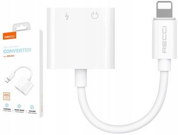 PRZEJŚCIÓWKA ADAPTER SŁUCHAWEK DO IPHONE 2X LIGHTNING RECCI