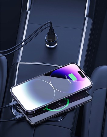 SUPER SZYBKA ŁADOWARKA SAMOCHODOWA LED USB-C TYP C i USB QC3.0 50W RECCI