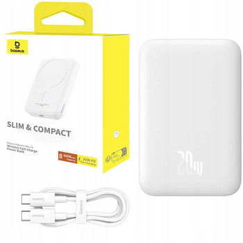 BASEUS MAGNETYCZNY POWERBANK 6000mAh Do Telefonu Power Bank PD 20W + KABEL