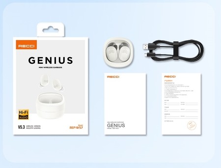 SŁUCHAWKI BEZPRZEWODOWE BLUETOOTH 5.3 DOUSZNE + POWERBANK KABEL TWS RECCI