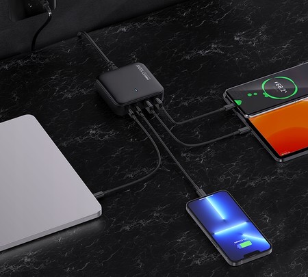 SZYBKA ŁADOWARKA SIECIOWA 100W GaN 2x USB 2x USB-C 3.0 MOCNY ZASILACZ RECCI
