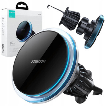 JOYROOM UCHWYT SAMOCHODOWY DO TELEFONU Z ŁADOWARKĄ 15W MAGNETYCZNYNA KRATKĘ