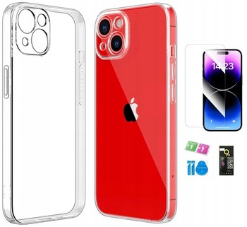 Etui do Apple iPhone 15 SILICONE CASE + SZKŁO 9H OCHRONA OBIEKTYWU