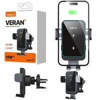 UCHWYT SAMOCHODOWY W KRATKĘ Z SZYBKA ŁADOWARKA INDUKCYJNA Qi 15W Z LED