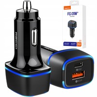 ŁADOWARKA SAMOCHODOWA LED USB i USB-C 20W PD QC 3.0 3A DO ZAPALNICZKI RECCI