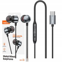 SŁUCHAWKI USB-C DOUSZNE Z MIKROFONEM USB TYP C PILOT MIĘKKIE GUMKI RECCI