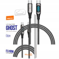 KABEL Z WYŚWIETLACZEM LED USB-C SZYBKIE ŁADOWANIE TYP C 100W 1,2M RECCI