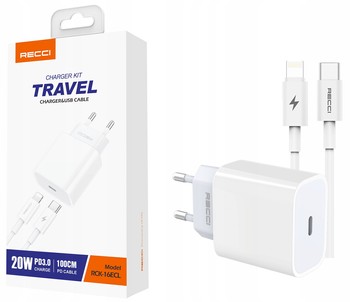 SZYBKA ŁADOWARKA SIECIOWA USB C 20W PD QC 3.0 + KABEL LIGHTNING DO IPHONE