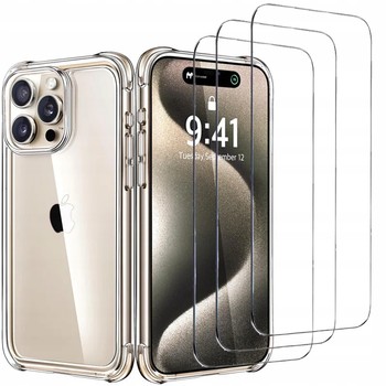 ETUI OBUDOWA CASE DO iPHONE 16 PRO + 3X SZKŁO HARTOWANE 9H ANTI SHOCK