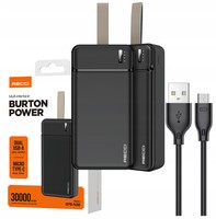 STACJA ŁADOWANIA POWERBANK 30000MAH MOCNY SZYBKI 2,1A USB C + KABEL RECCI