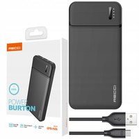SZYBKI POWERBANK 10000MAH MOCNY SZYBKIE ŁADOWANIE 2,1A USB C + KABEL RECCI