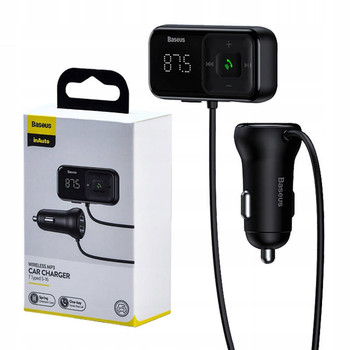 BASEUS TRANSMITER FM SAMOCHODOWY BLUETOOTH AUX ŁADOWARKA 2x USB SZYBKIE